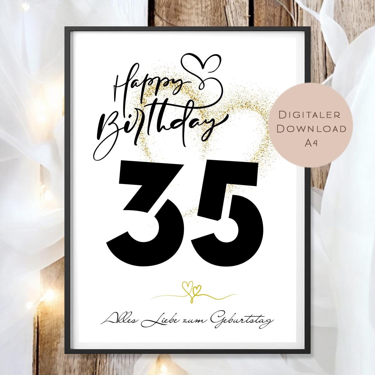 Geldgeschenk zum 35. Geburtstag Geld schenken Geschenk Gutschein Geburtstagsgeschenk Wunscherfüller zum sofort ausdrucken download PDF A4