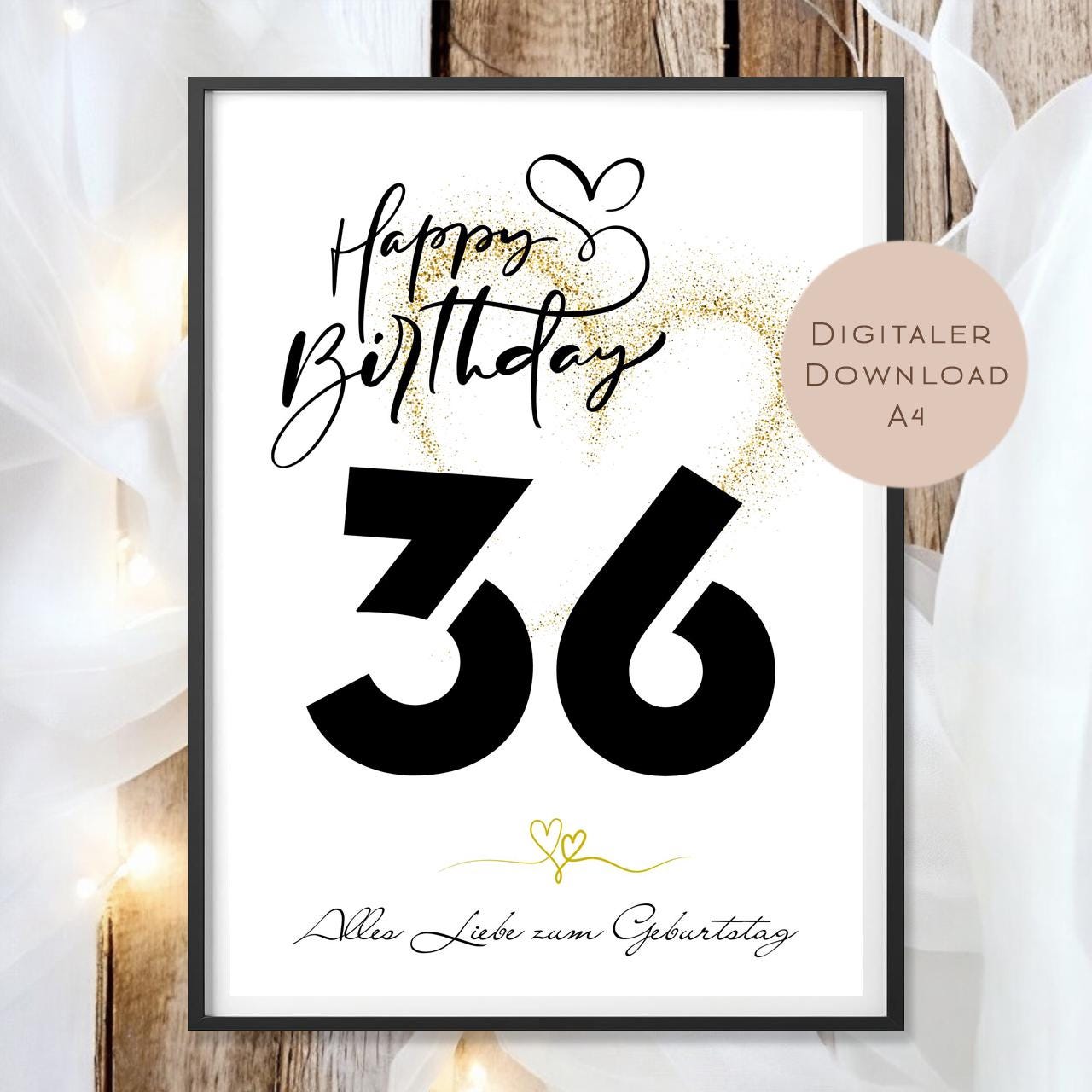 Geldgeschenk zum 36. Geburtstag Geld schenken Geschenk Gutschein Geburtstagsgeschenk Wunscherfüller zum sofort ausdrucken download PDF A4