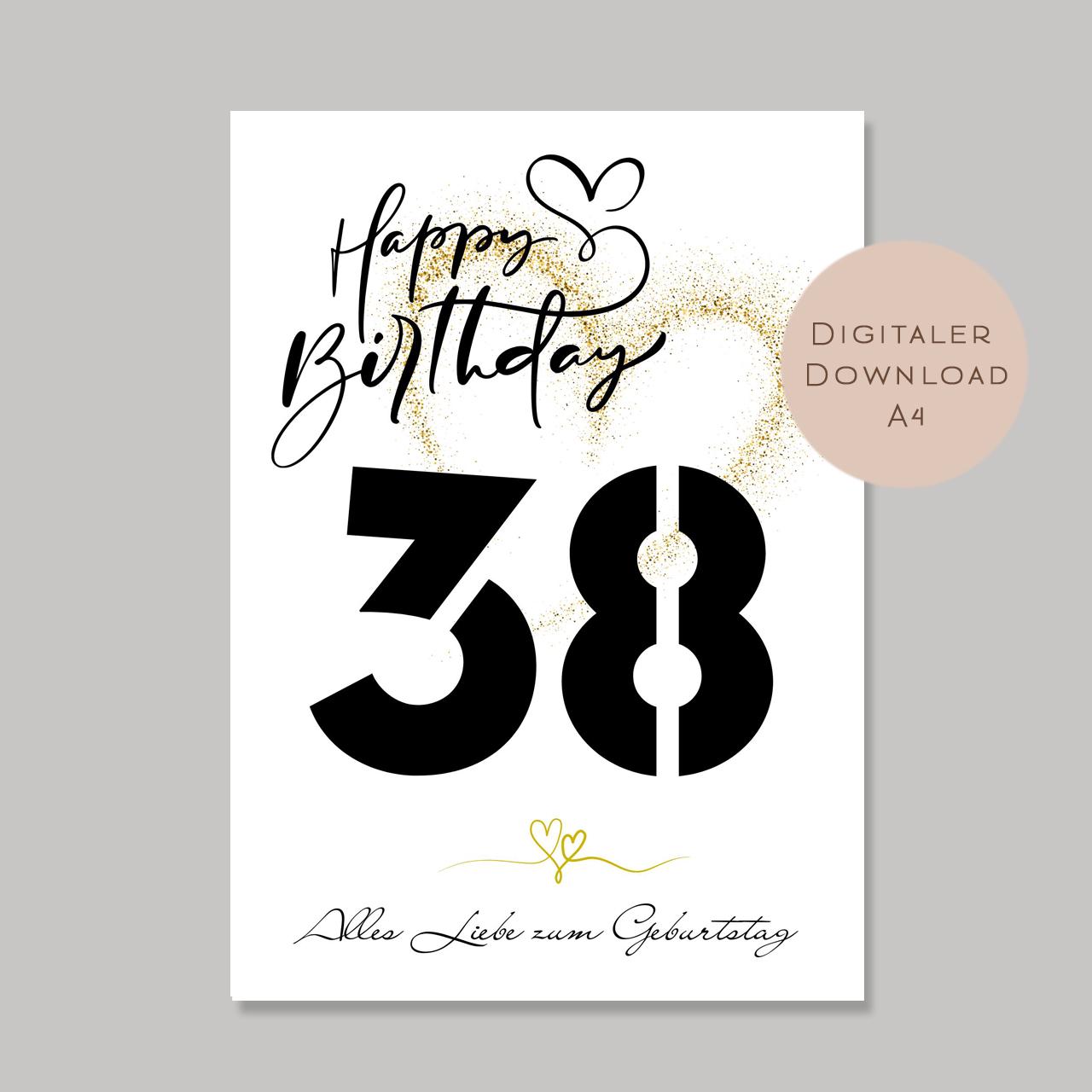 Geldgeschenk zum 38. Geburtstag Geld schenken Geschenk Gutschein Geburtstagsgeschenk Wunscherfüller zum sofort ausdrucken download PDF A4