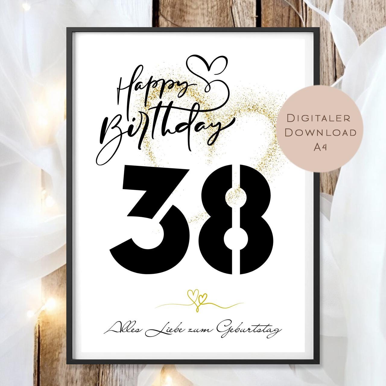 Geldgeschenk zum 38. Geburtstag Geld schenken Geschenk Gutschein Geburtstagsgeschenk Wunscherfüller zum sofort ausdrucken download PDF A4