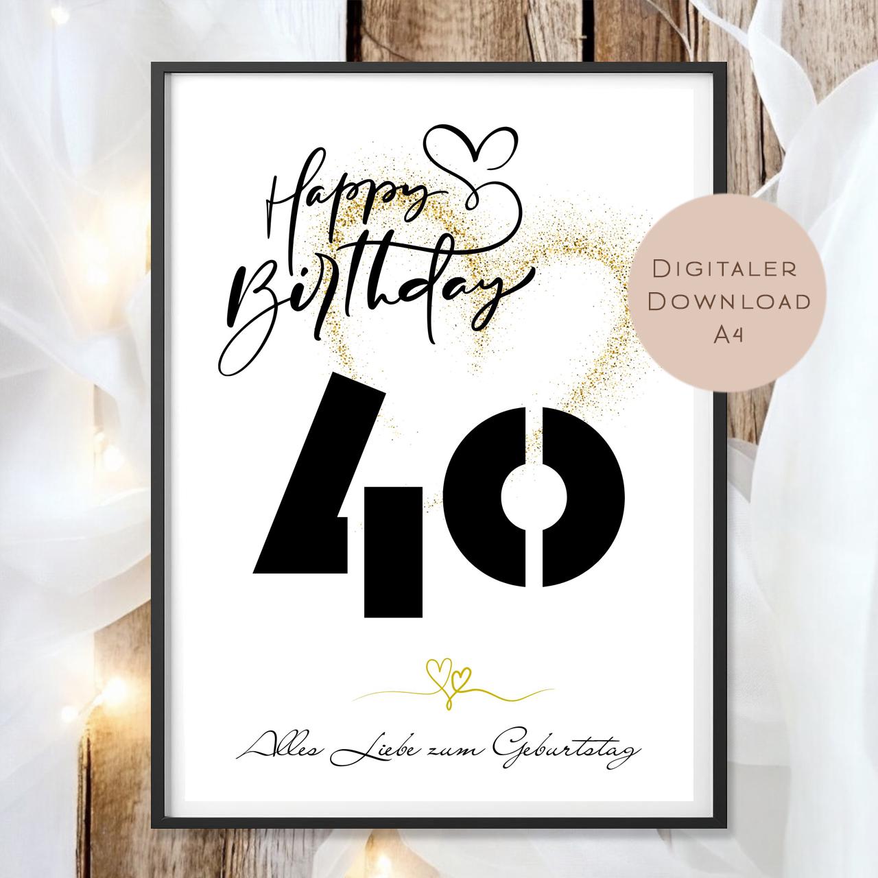 Geldgeschenk zum 40. Geburtstag Geld schenken Geschenk Gutschein Geburtstagsgeschenk Wunscherfüller zum sofort ausdrucken download PDF A4