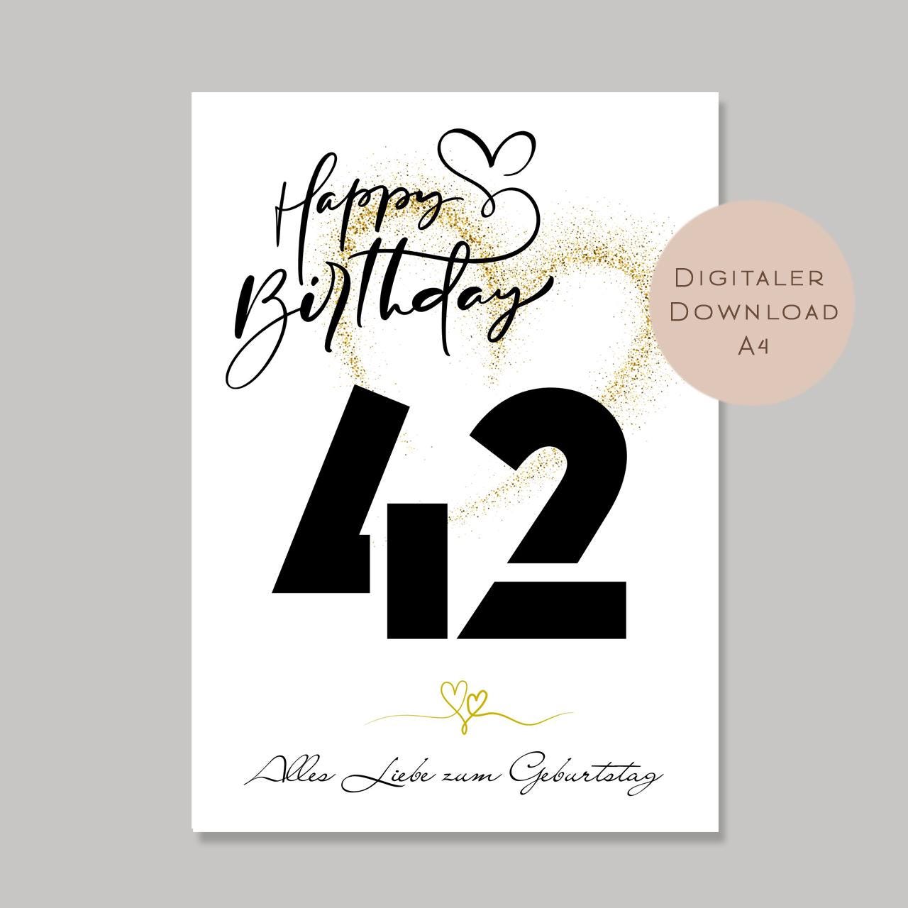 Geldgeschenk zum 42. Geburtstag Geld schenken Geschenk Gutschein Geburtstagsgeschenk Wunscherfüller zum sofort ausdrucken download PDF A4