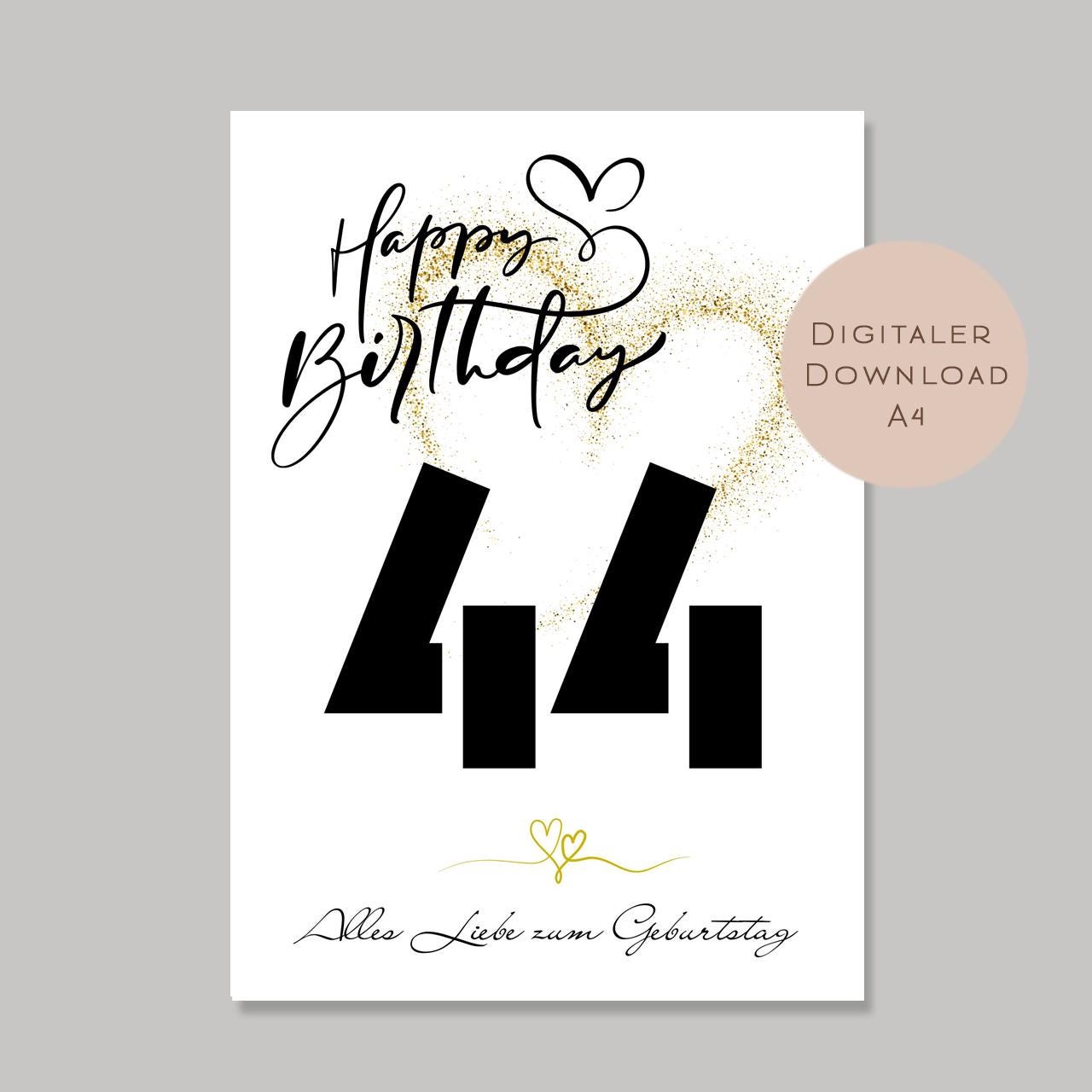 Geldgeschenk zum 44. Geburtstag Geld schenken Geschenk Gutschein Geburtstagsgeschenk Wunscherfüller zum sofort ausdrucken download PDF A4