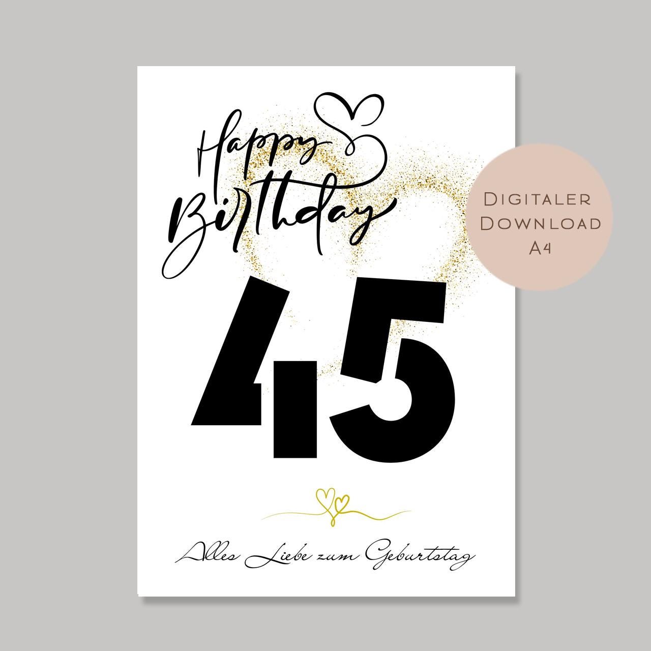 Geldgeschenk zum 45. Geburtstag Geld schenken Geschenk Gutschein Geburtstagsgeschenk Wunscherfüller zum sofort ausdrucken download PDF A4