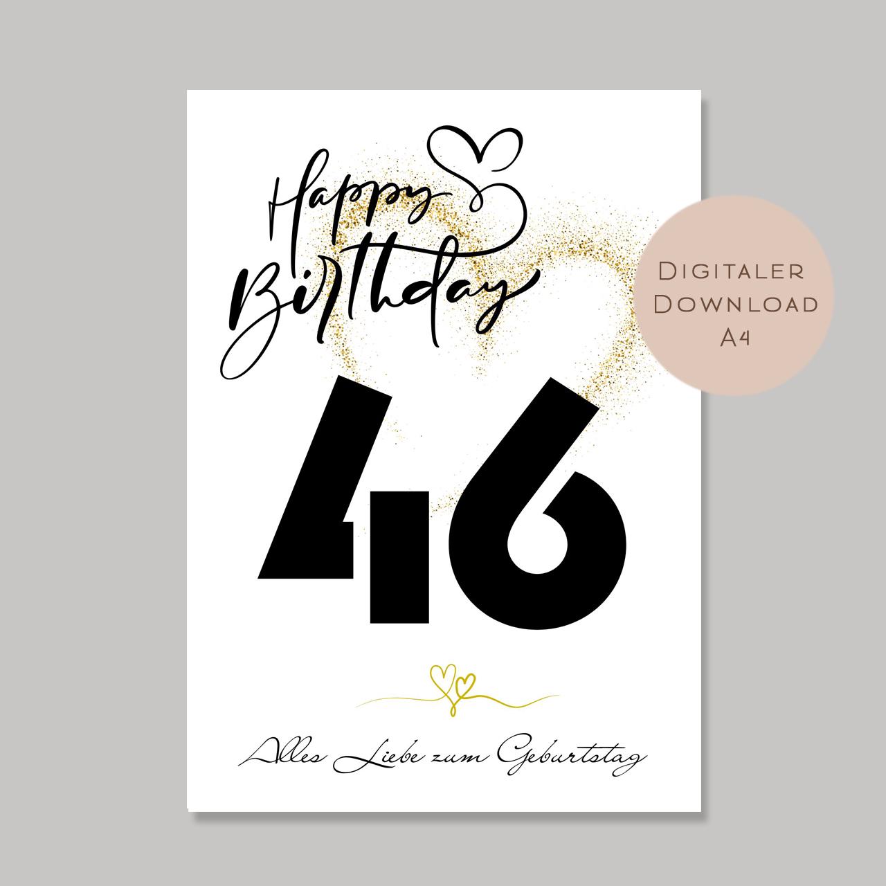 Geldgeschenk zum 46. Geburtstag Geld schenken Geschenk Gutschein Geburtstagsgeschenk Wunscherfüller zum sofort ausdrucken download PDF A4