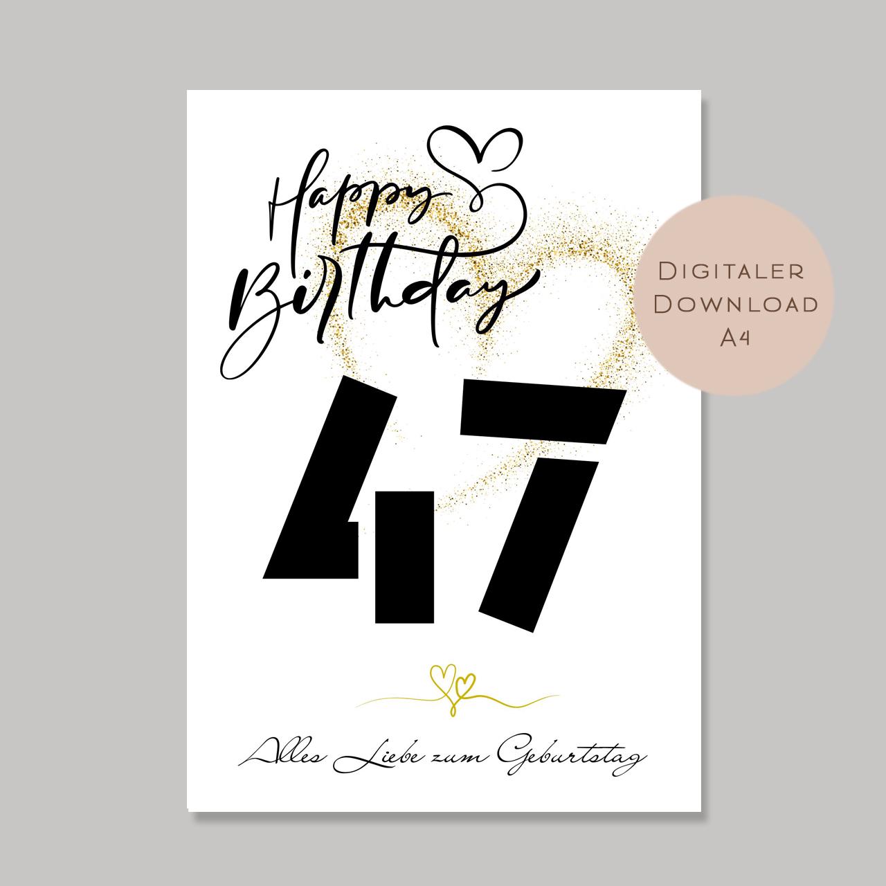 Geldgeschenk zum 47. Geburtstag Geld schenken Geschenk Gutschein Geburtstagsgeschenk Wunscherfüller zum sofort ausdrucken download PDF A4