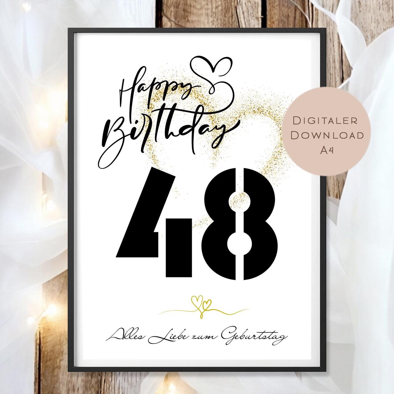 Geldgeschenk zum 48. Geburtstag Geld schenken Geschenk Gutschein Geburtstagsgeschenk Wunscherfüller zum sofort ausdrucken download PDF A4