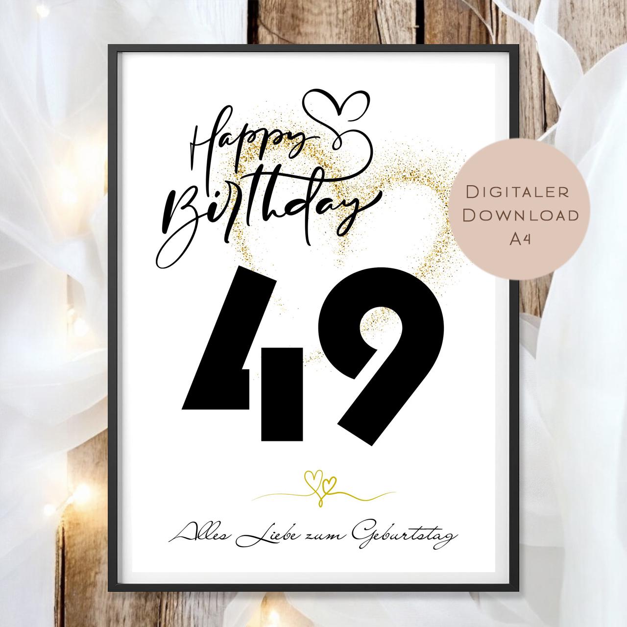 Geldgeschenk zum 49. Geburtstag Geld schenken Geschenk Gutschein Geburtstagsgeschenk Wunscherfüller zum sofort ausdrucken download PDF A4