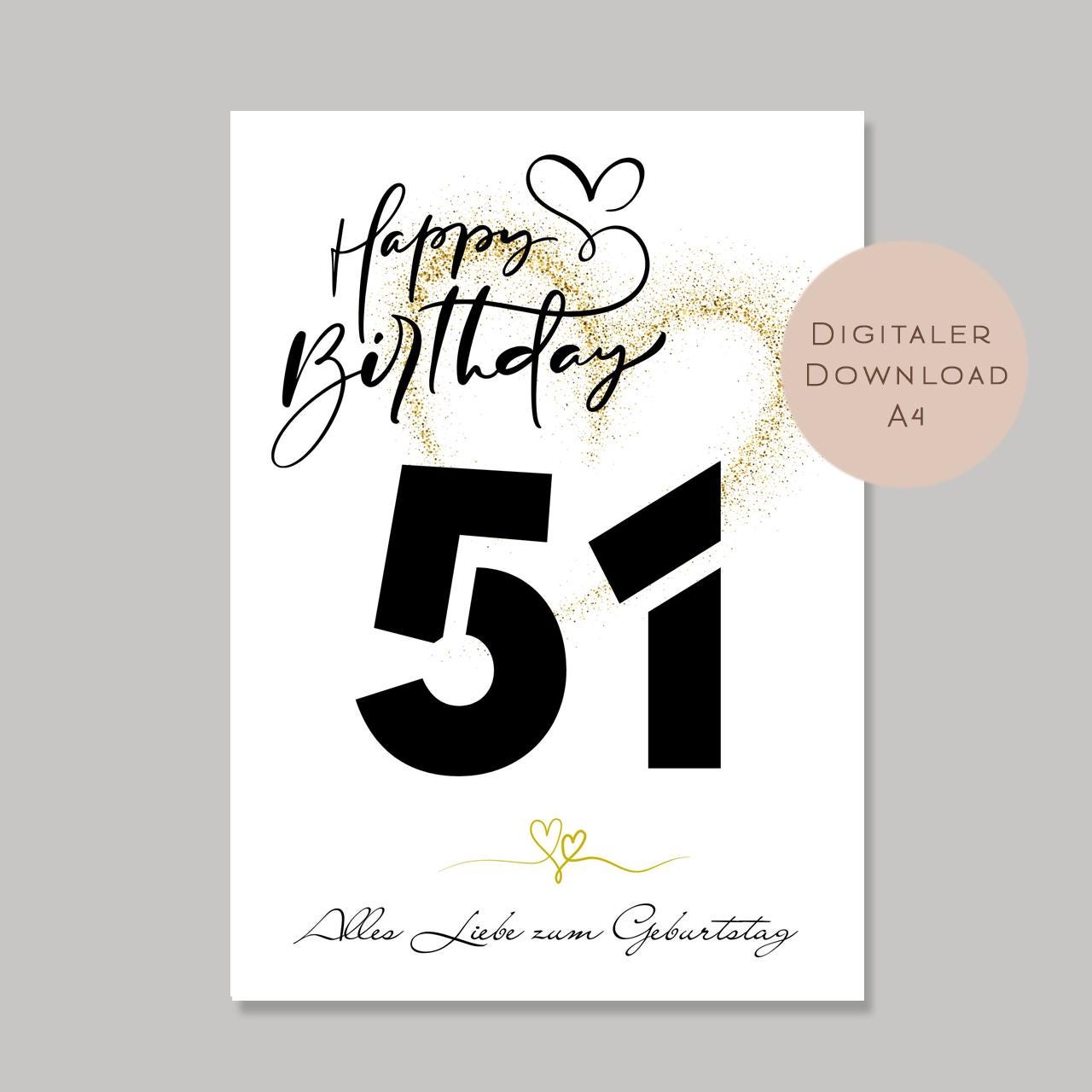 Geldgeschenk zum 51. Geburtstag Geld schenken Geschenk Gutschein Geburtstagsgeschenk Wunscherfüller zum sofort ausdrucken download PDF A4