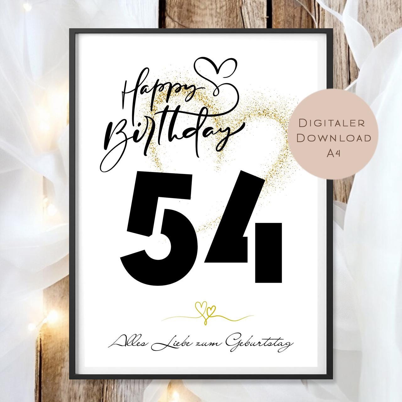 Geldgeschenk zum 54. Geburtstag Geld schenken Geschenk Gutschein Geburtstagsgeschenk Wunscherfüller zum sofort ausdrucken download PDF A4