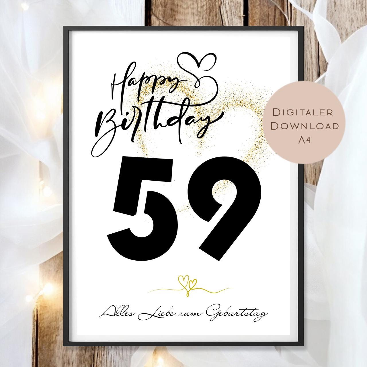 Geldgeschenk zum 59. Geburtstag Geld schenken Geschenk Gutschein Geburtstagsgeschenk Wunscherfüller zum sofort ausdrucken download PDF A4