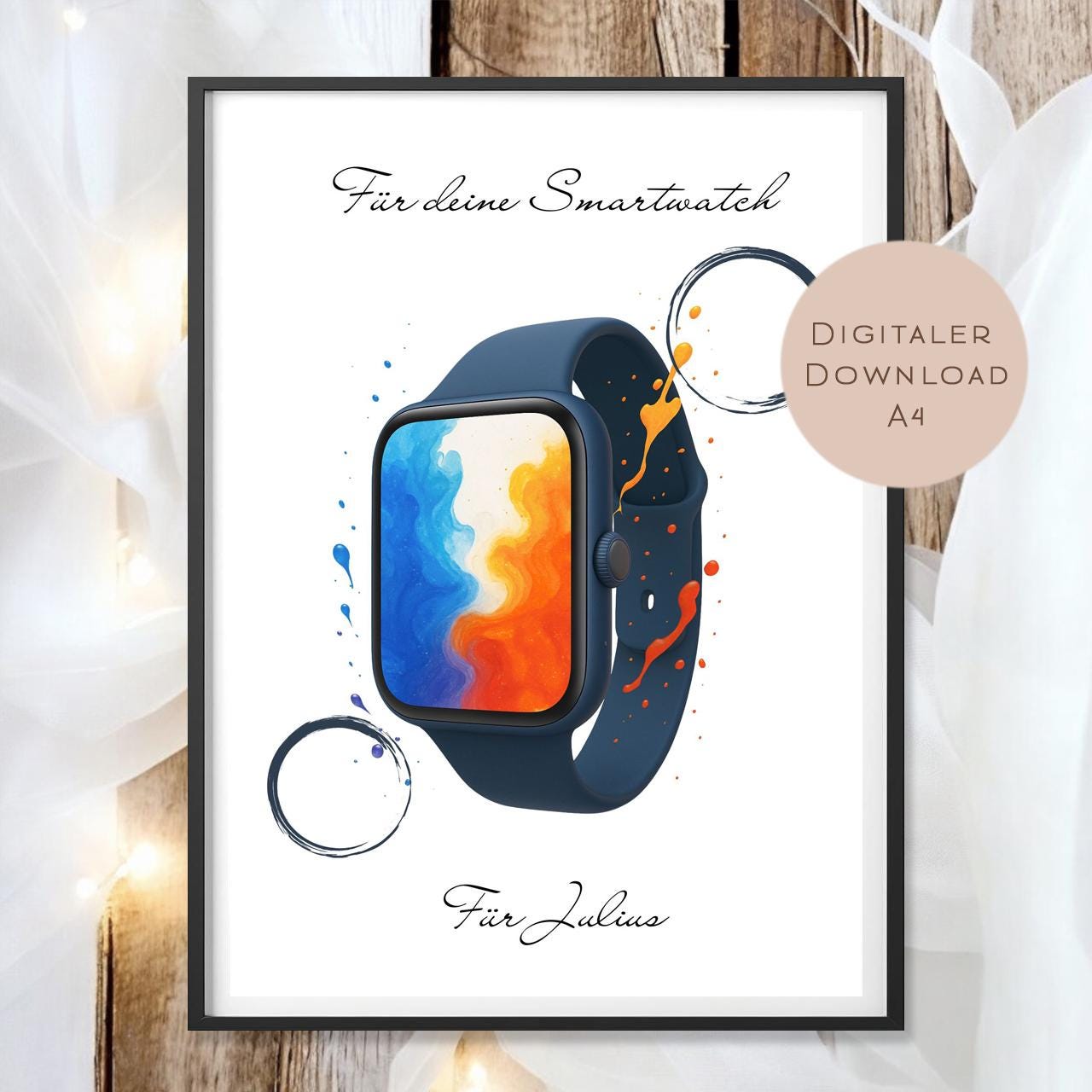 Geburtstag Geldgeschenk Smartwatch I Gutschein für Uhr I Fitness Geschenk Name zum Ausdrucken I Geld schenken I Geburtstagsgeschenk PDF A4