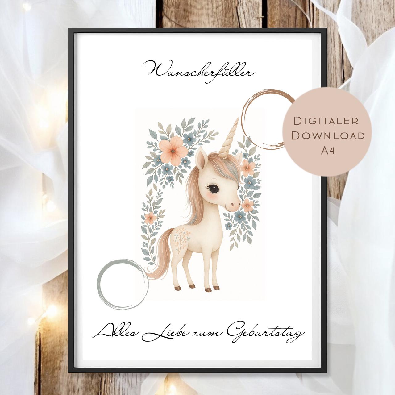 Geldgeschenk Einhorn I Gutschein für Pferdemädchen I Geschenkidee Pferd Ausdrucken I Geburtstag Geld schenken I Geburtstagsgeschenk PDF A4