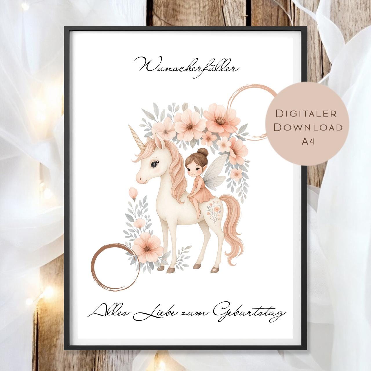 Geldgeschenk Einhorn Fee I Gutschein für Pferdemädchen I Geschenkidee Fee Ausdrucken I Geburtstag Geld schenken I Geburtstagsgeschenk PDF A4