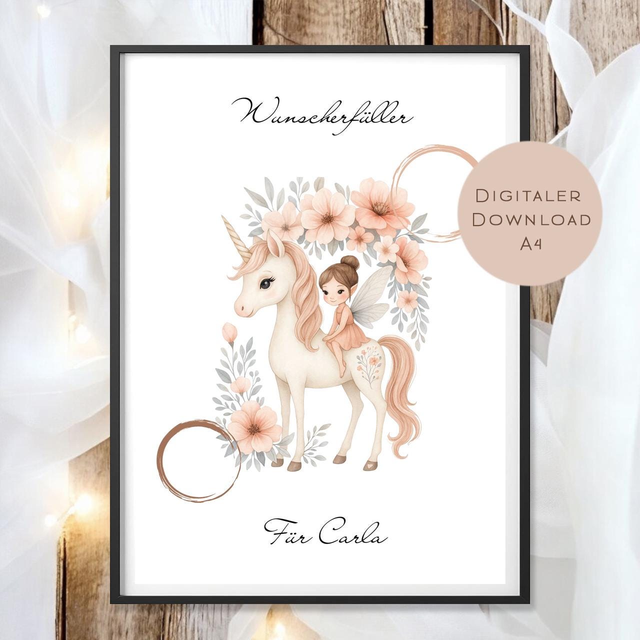 Geburtstag Geldgeschenk Einhorn Fee I Gutschein für Pferd I Mädchen Geschenk Name Ausdrucken I Geld schenken I Geburtstagsgeschenk PDF A4