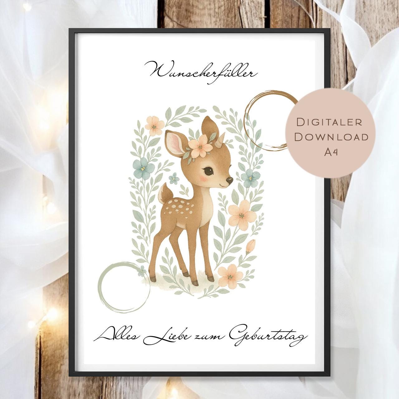 Geldgeschenk Reh I Gutschein zum Geburtstag I Geschenkidee Reh Ausdrucken I Geburtstag Geld schenken I Geburtstagsgeschenk PDF A4 Digital