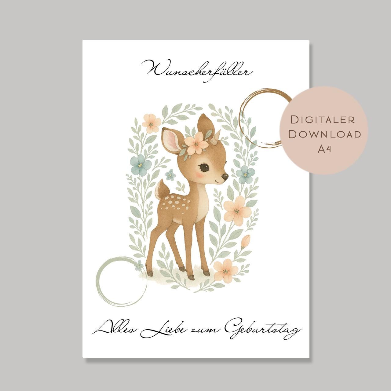 Geldgeschenk Reh I Gutschein zum Geburtstag I Geschenkidee Reh Ausdrucken I Geburtstag Geld schenken I Geburtstagsgeschenk PDF A4 Digital