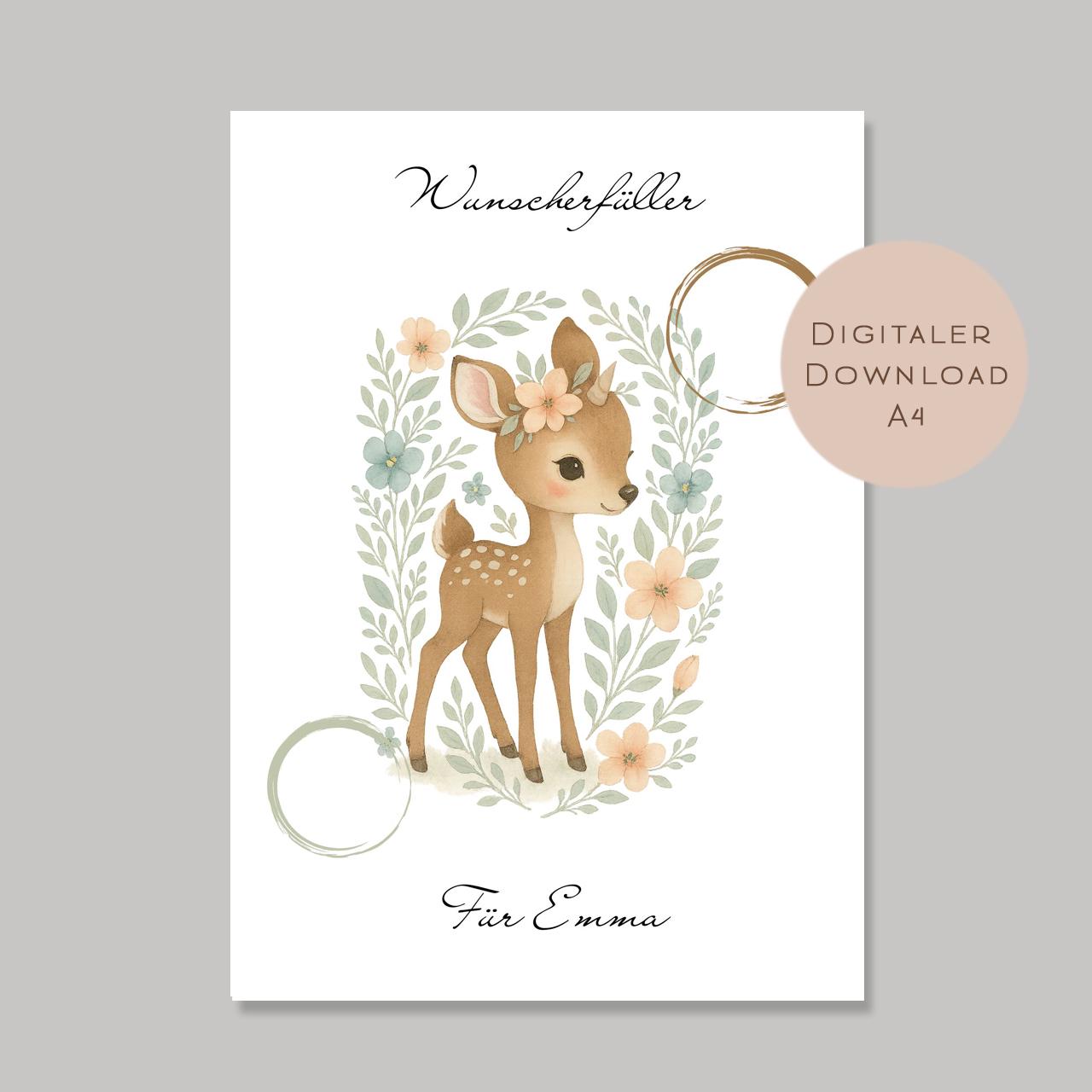 Geburtstag Geldgeschenk Reh I Gutschein zum Geburtstag I Geschenk Name Ausdrucken I Geld schenken I Geburtstagsgeschenk PDF A4 Digital