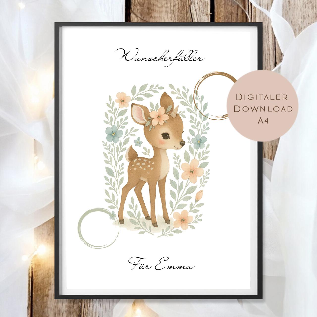 Geburtstag Geldgeschenk Reh I Gutschein zum Geburtstag I Geschenk Name Ausdrucken I Geld schenken I Geburtstagsgeschenk PDF A4 Digital