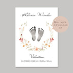 Geburtsgeschenk Baby Geburt Geschenk l Fußabdruck zur Taufe Geburt l personalisiert mit Name & Geburtsdaten l Wanddeko digital PDF A4