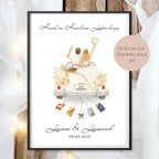 Hochzeitsgeschenk personalisiert mit Name & Datum I Brautpaar im Cabrio I Geldgeschenk Hochzeit I Vintage Auto PDF I Digital zum Ausdrucken