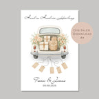 Hochzeitsgeschenk personalisiert mit Name & Datum I Geschenk für Brautpaar I Geldgeschenk Hochzeit I Vintage Auto PDF I Digital Ausdrucken