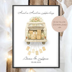 Hochzeitsgeschenk personalisiert mit Name & Datum I Geschenk für Brautpaar I Geldgeschenk Hochzeit I Bus Camper Auto PDF Digital Ausdrucken