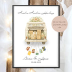 Hochzeitsgeschenk personalisiert mit Name & Datum I Geschenk für Brautpaar I Geldgeschenk Hochzeit I Bus Camper Auto PDF Digital Ausdrucken
