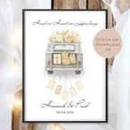 Hochzeitsgeschenk personalisiert mit Name & Datum I Geschenk für Brautpaar I Geldgeschenk Hochzeit I Bus Camper Auto PDF Digital Ausdrucken