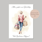 Geldgeschenk zum Shoppen I Gutschein für Kleidung & Mode I Geschenkidee für Frauen zum Ausdrucken I Shopping Girl Blond I PDF A4 Download