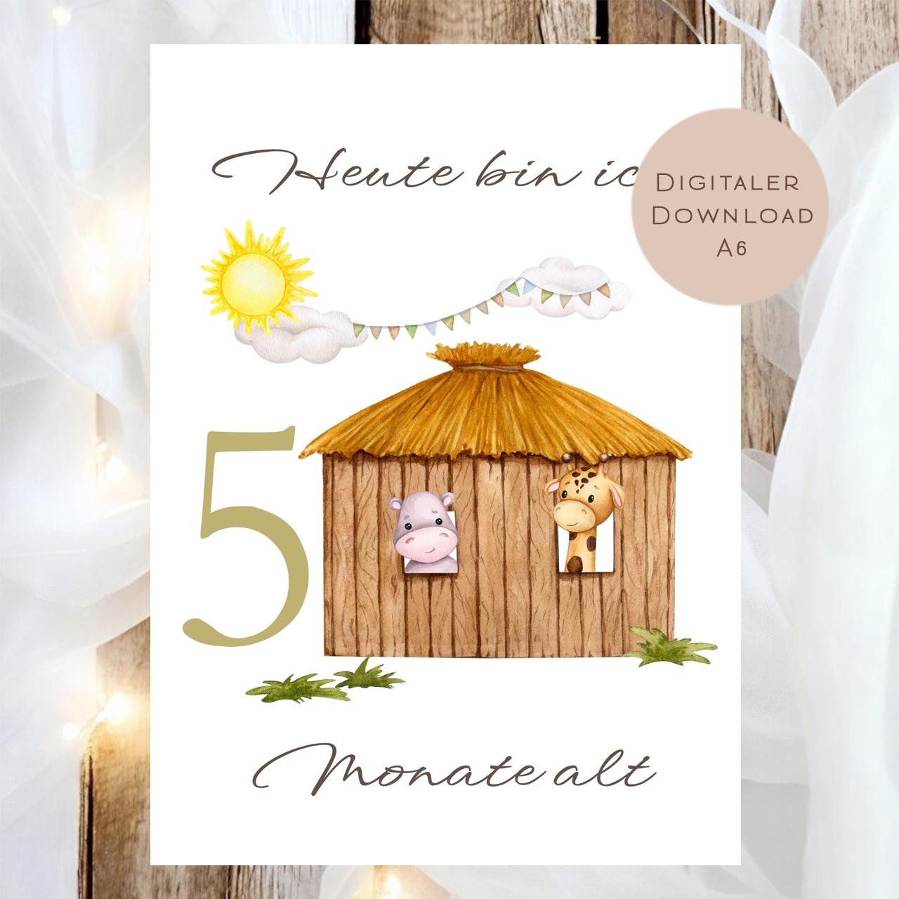 Meilensteinkarten Baby  l Geschenk zur Schwangerschaft l Geburtsgeschenk Baby l Babys erstes Jahr l Erinnerung zur Geburt PDF A6 Ausdrucken