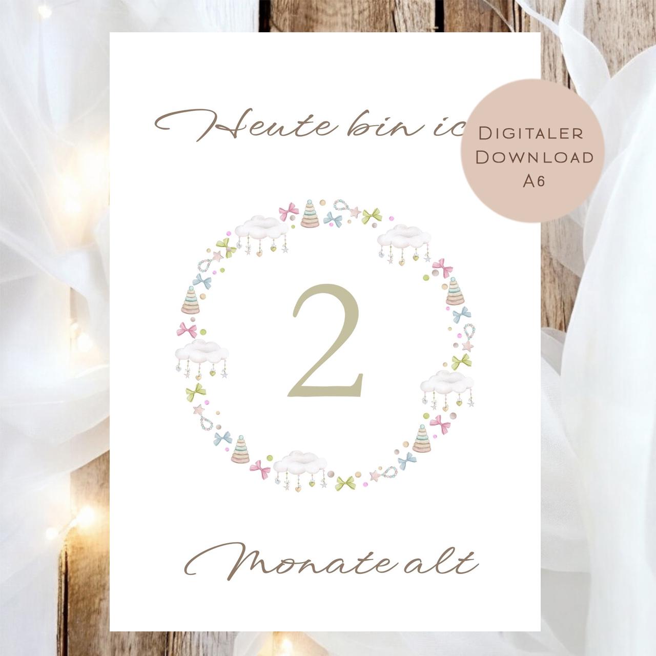 Meilensteinkarten Baby  l Geschenk zur Schwangerschaft l Geburtsgeschenk Baby l Babys erstes Jahr l Erinnerung zur Geburt PDF A6 Ausdrucken