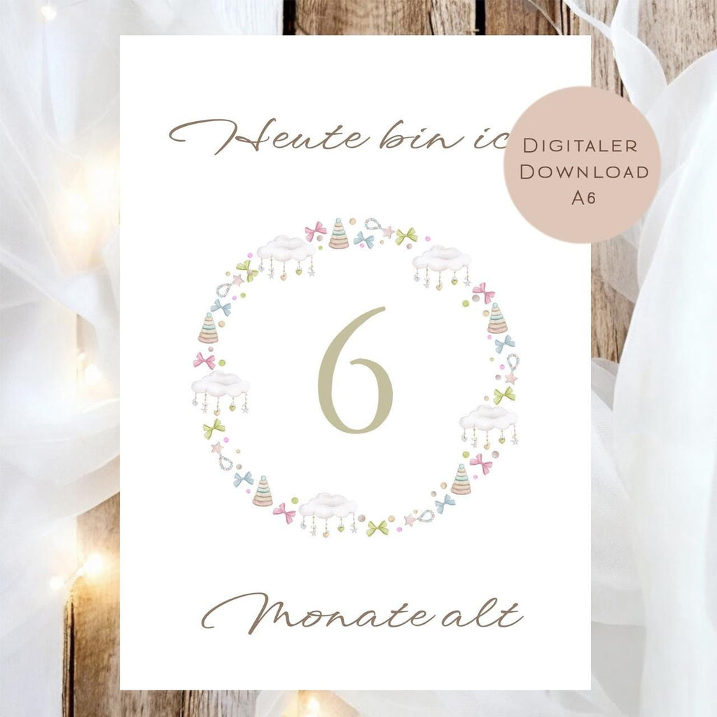 Meilensteinkarten Baby  l Geschenk zur Schwangerschaft l Geburtsgeschenk Baby l Babys erstes Jahr l Erinnerung zur Geburt PDF A6 Ausdrucken