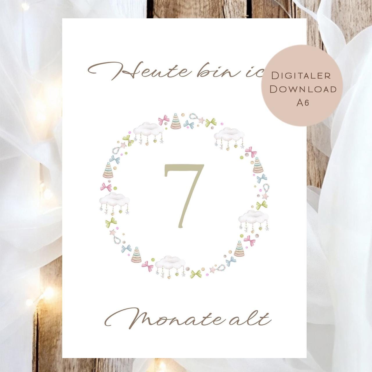 Meilensteinkarten Baby  l Geschenk zur Schwangerschaft l Geburtsgeschenk Baby l Babys erstes Jahr l Erinnerung zur Geburt PDF A6 Ausdrucken