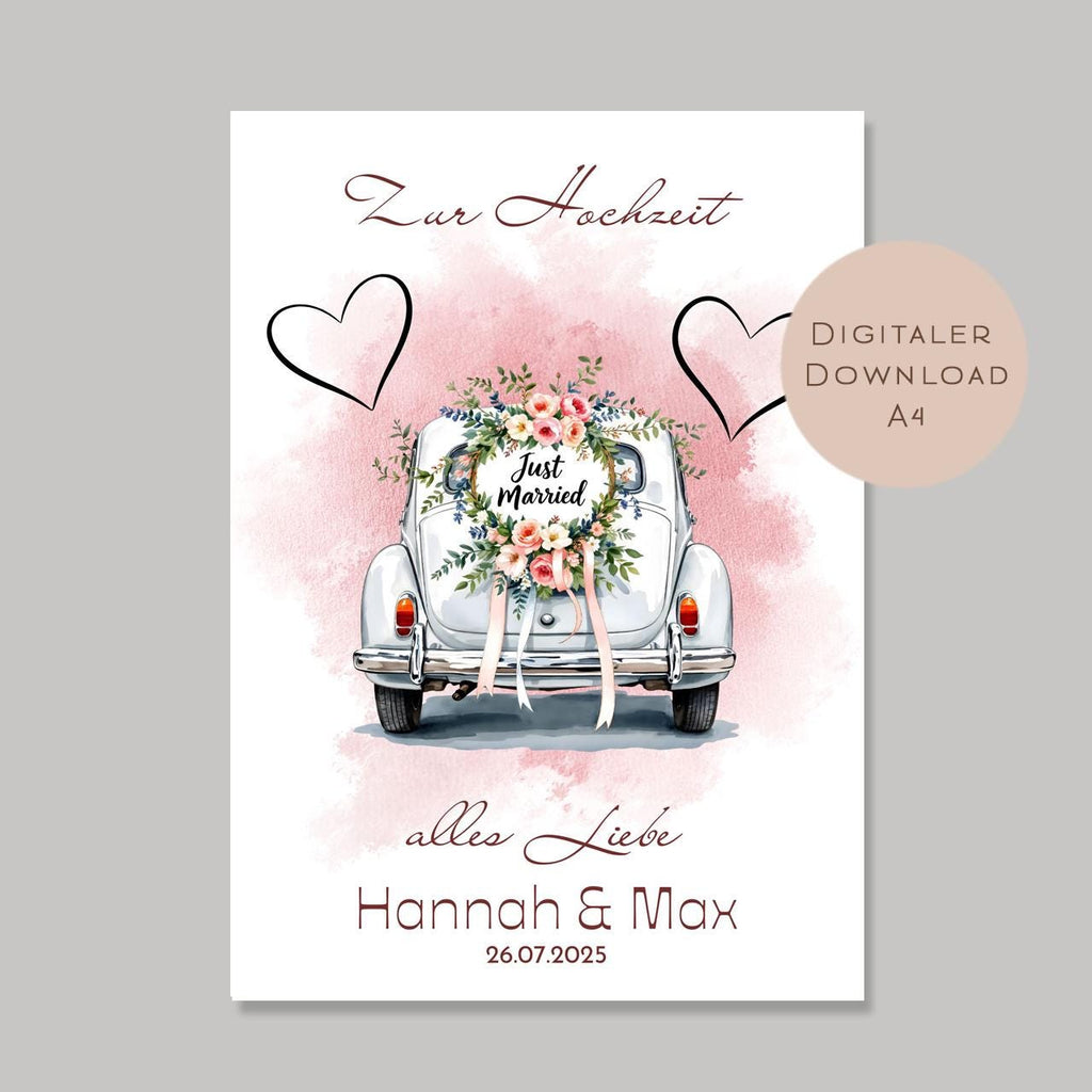 Geldgeschenk zur Hochzeit mit Name und Datum personalisiert Brautpaar Geschenk Hochzeitsgeschenk als PDF I Digital zum Ausdrucken