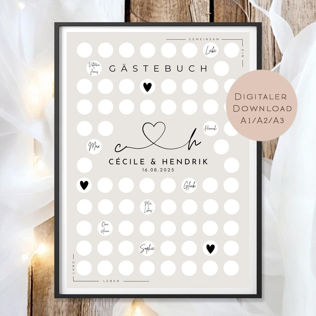 Gästebuch Poster Hochzeit personalisiert l Geschenk Brautpaar l Hochzeitsgeschenk Ideen l zum Beschriften & Einrahmen A3 A2 A1 Download PDF