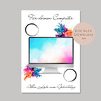 Digital Geburtstag Geldgeschenk Computer PC Gamer Zocker Geld schenken Geschenk Gutschein Geburtstagsgeschenk Wunscherfüller download A4