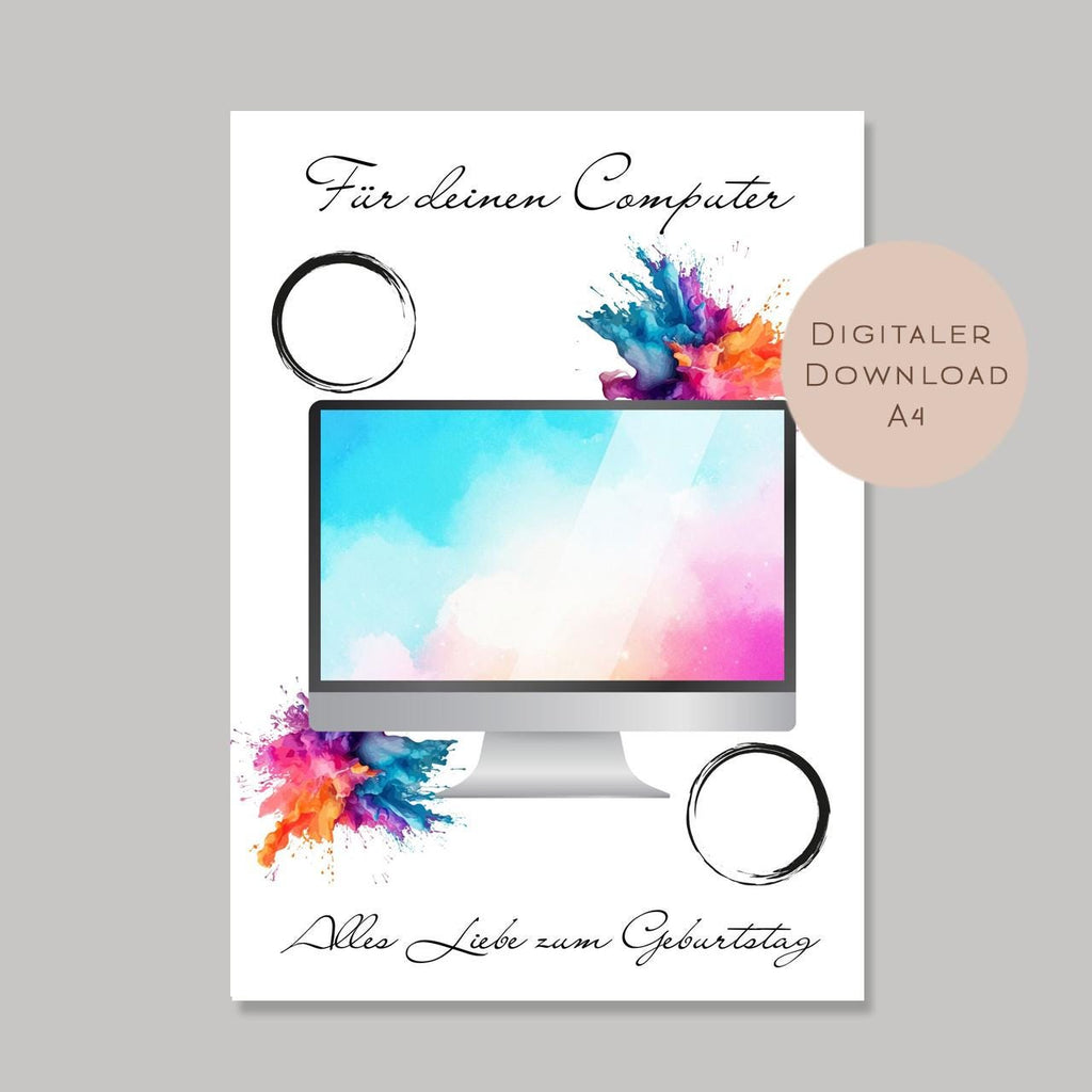 Digital Geburtstag Geldgeschenk Computer PC Gamer Zocker Geld schenken Geschenk Gutschein Geburtstagsgeschenk Wunscherfüller download A4