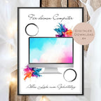 Digital Geburtstag Geldgeschenk Computer PC Gamer Zocker Geld schenken Geschenk Gutschein Geburtstagsgeschenk Wunscherfüller download A4