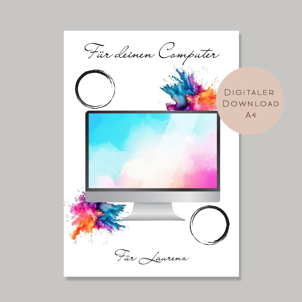 Geburtstag Geldgeschenk Computer mit Name personalisiert PC Gamer Zocker Geld schenken Geschenk Gutschein Geburtstagsgeschenk download A4