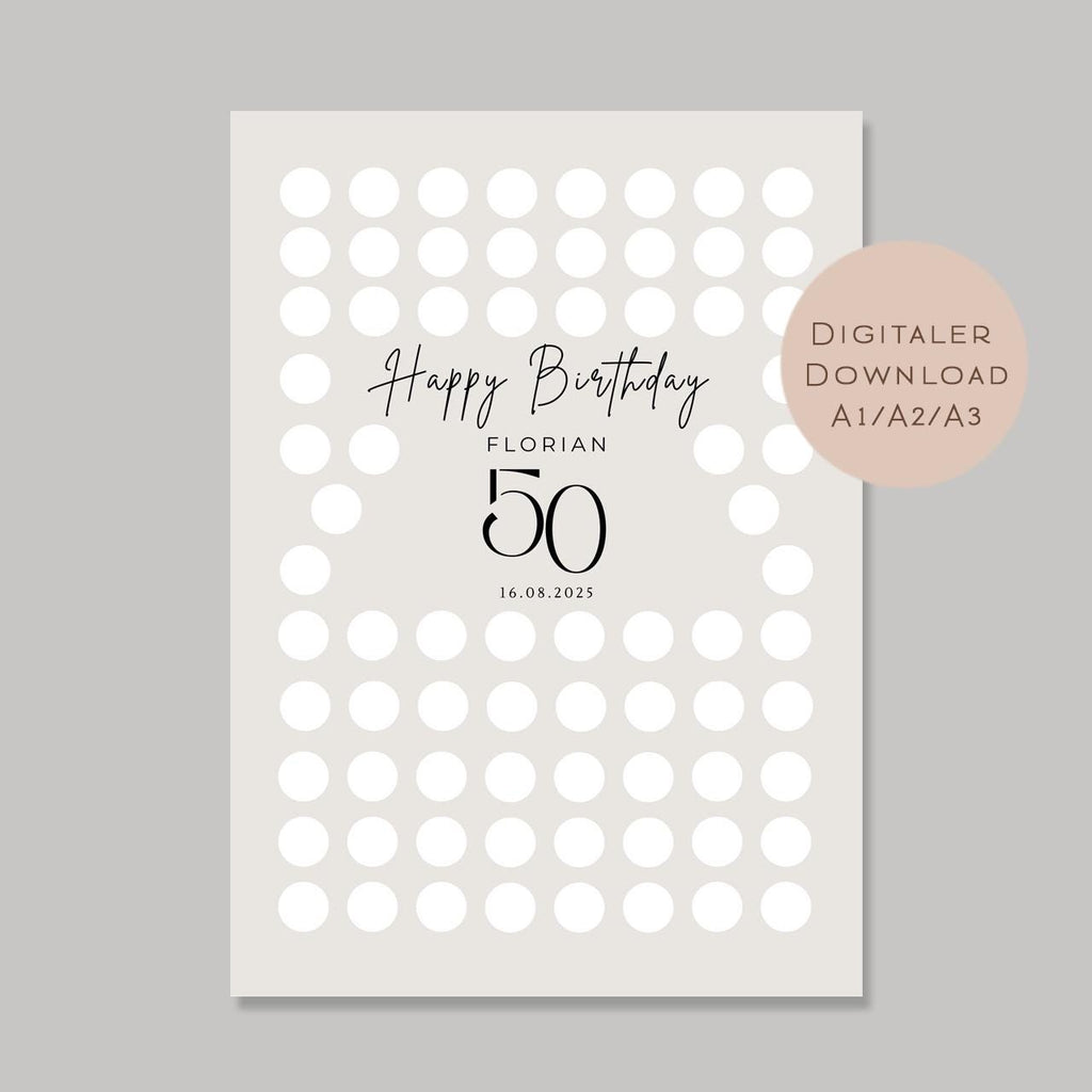 Gästebuch Poster Geburtstag Name personalisiert l Geburtstagsgeschenk runder Geburtstag l zum Beschriften & Einrahmen A3 A2 A1 Download PDF