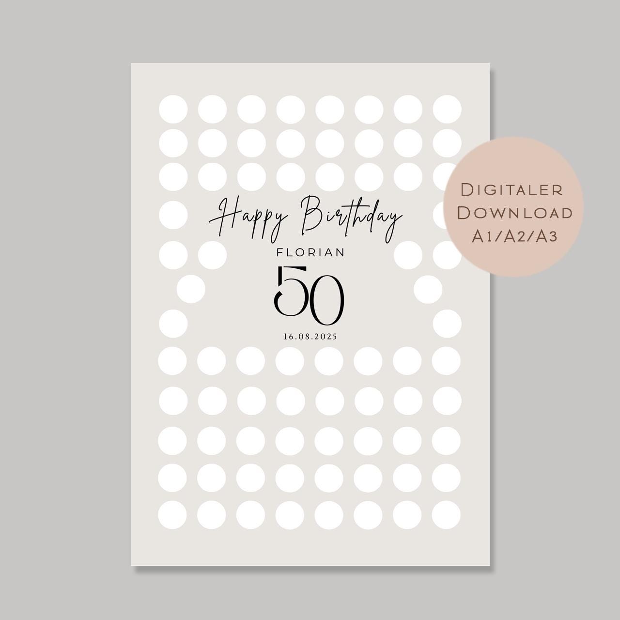 Gästebuch Poster Geburtstag Name personalisiert l Geburtstagsgeschenk runder Geburtstag l zum Beschriften & Einrahmen A3 A2 A1 Download PDF