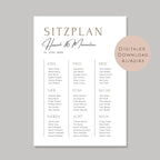 Sitzplan Hochzeit groß l Sitzordnung Schild l Willkommensschild Hochzeit l Tischordnung Schild Hochzeit I Sitzplatz Namen personalisiert PDF