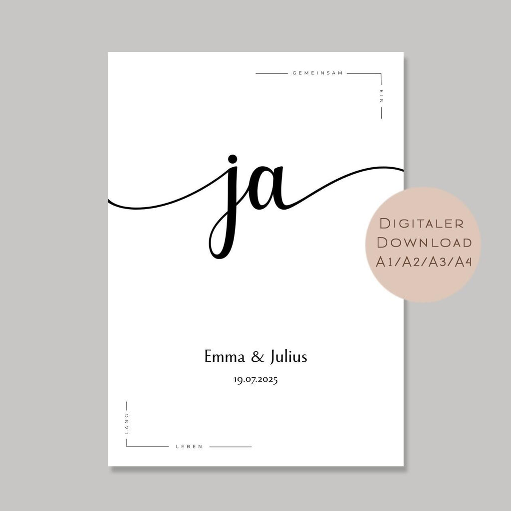 Hochzeit Poster ja Name l Hochzeitsgeschenk Name personalisiert l Brautpaar Geldgeschenk Hochzeit Geschenk l  Richtfest Geld schenken PDF