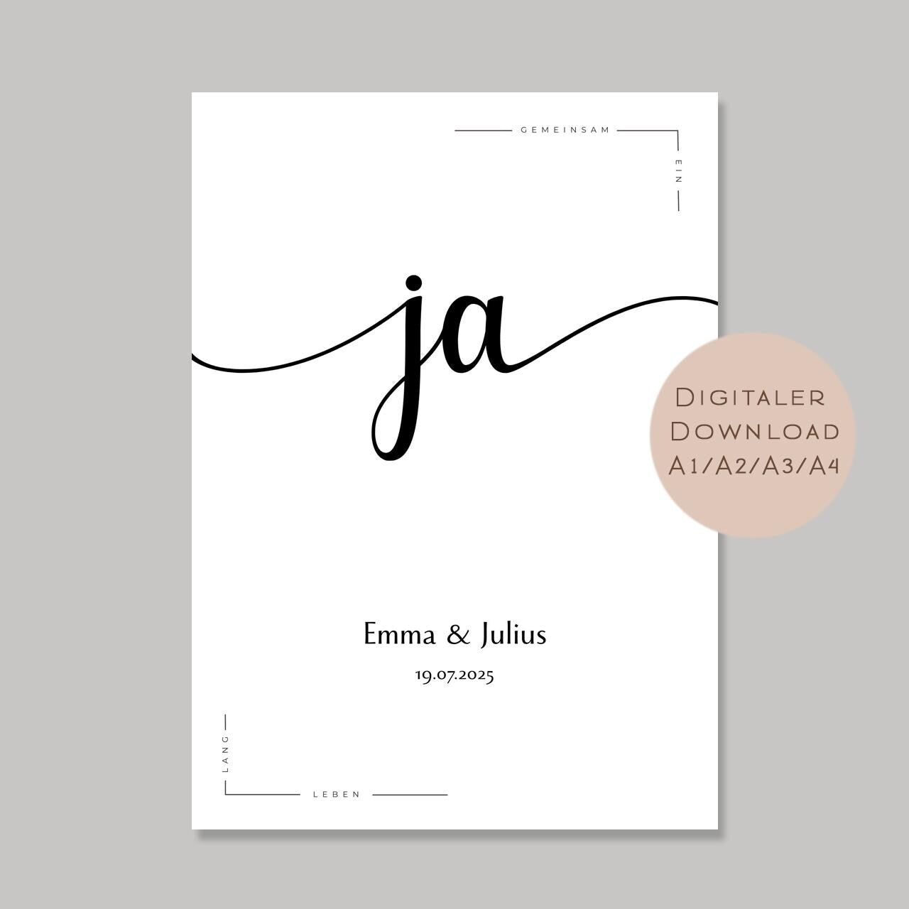 Hochzeit Poster ja Name l Hochzeitsgeschenk Name personalisiert l Brautpaar Geldgeschenk Hochzeit Geschenk l  Richtfest Geld schenken PDF