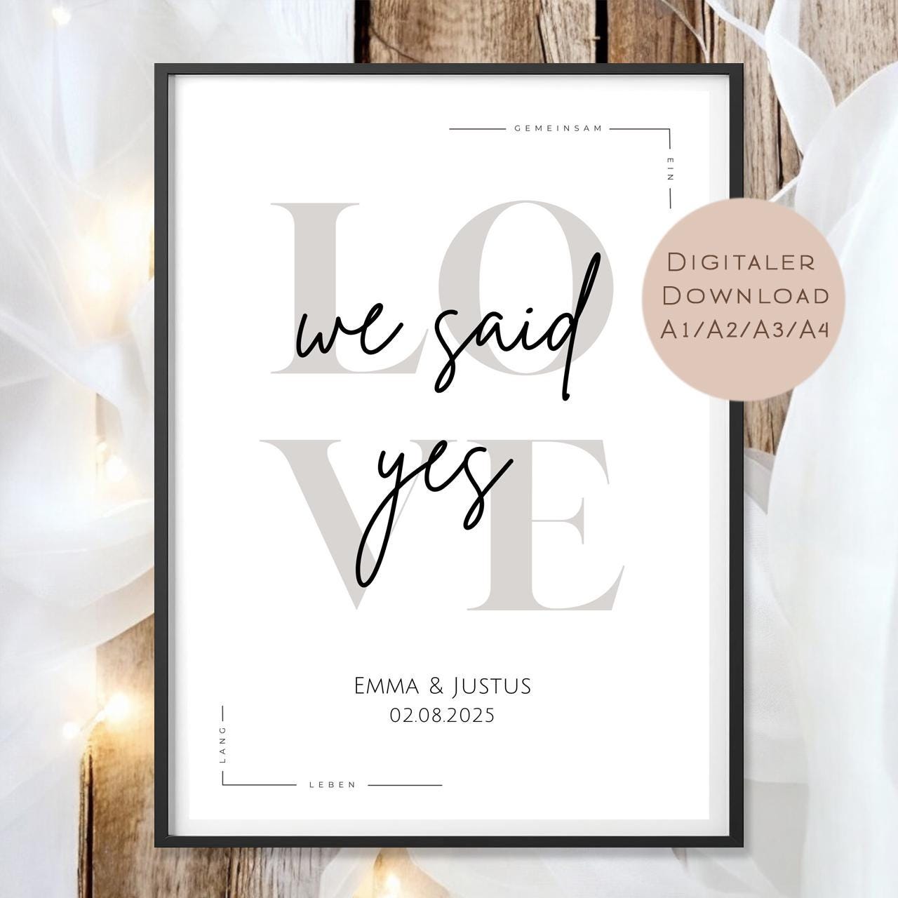 Hochzeit Poster Name Datum l Hochzeitsgeschenk Name personalisiert l Brautpaar Geldgeschenk Hochzeit Geschenk l  Richtfest Geld schenken PDF