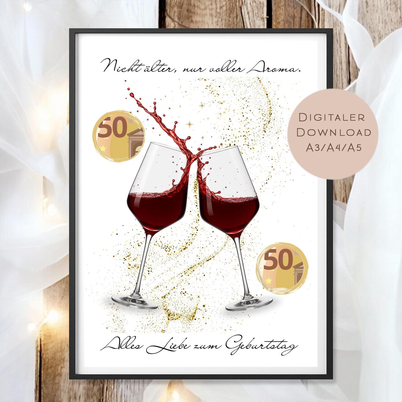 Geldgeschenk Rotwein Geschenk I Gutschein Wein I Geschenkidee Weinliebhaber Ausdrucken I Geburtstag Geld schenken I Geburtstagsgeschenk PDF