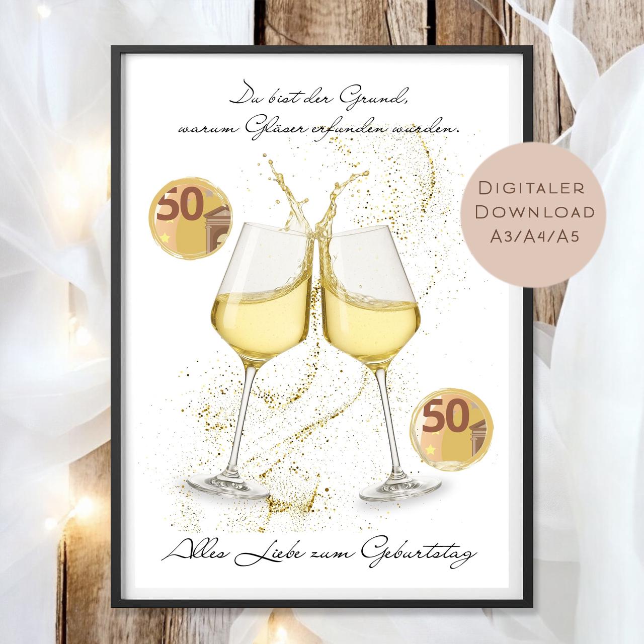 Geldgeschenk Weißwein Geschenk I Gutschein Wein I Geschenkidee Weinliebhaber Ausdrucken I Geburtstag Geld schenken I Geburtstagsgeschenk PDF