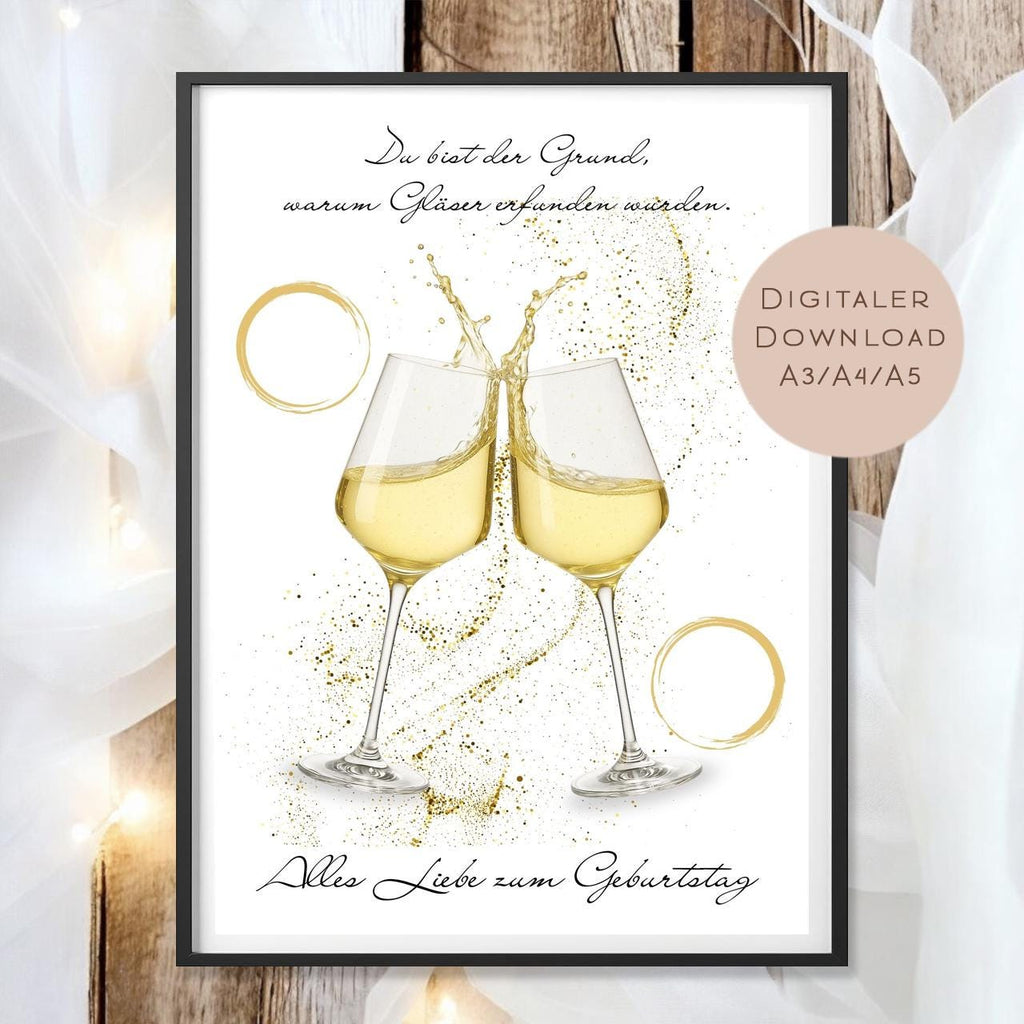 Geldgeschenk Weißwein Geschenk I Gutschein Wein I Geschenkidee Weinliebhaber Ausdrucken I Geburtstag Geld schenken I Geburtstagsgeschenk PDF
