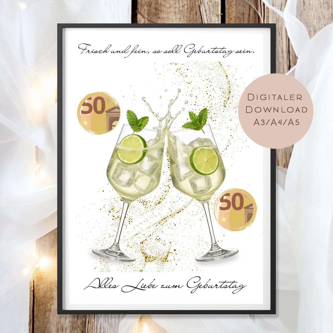 Geldgeschenk Hugo Cocktail I Gutschein Mädelsabend I Geschenk Frau Ausdrucken I Geburtstag Freundin Geld schenken I Geburtstagsgeschenk PDF